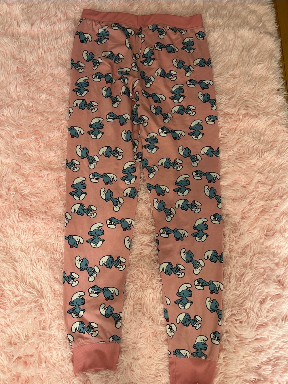 Girls' Pink Smurf-Print Pajama Bottoms — Cozy Stretch Lounge Pants